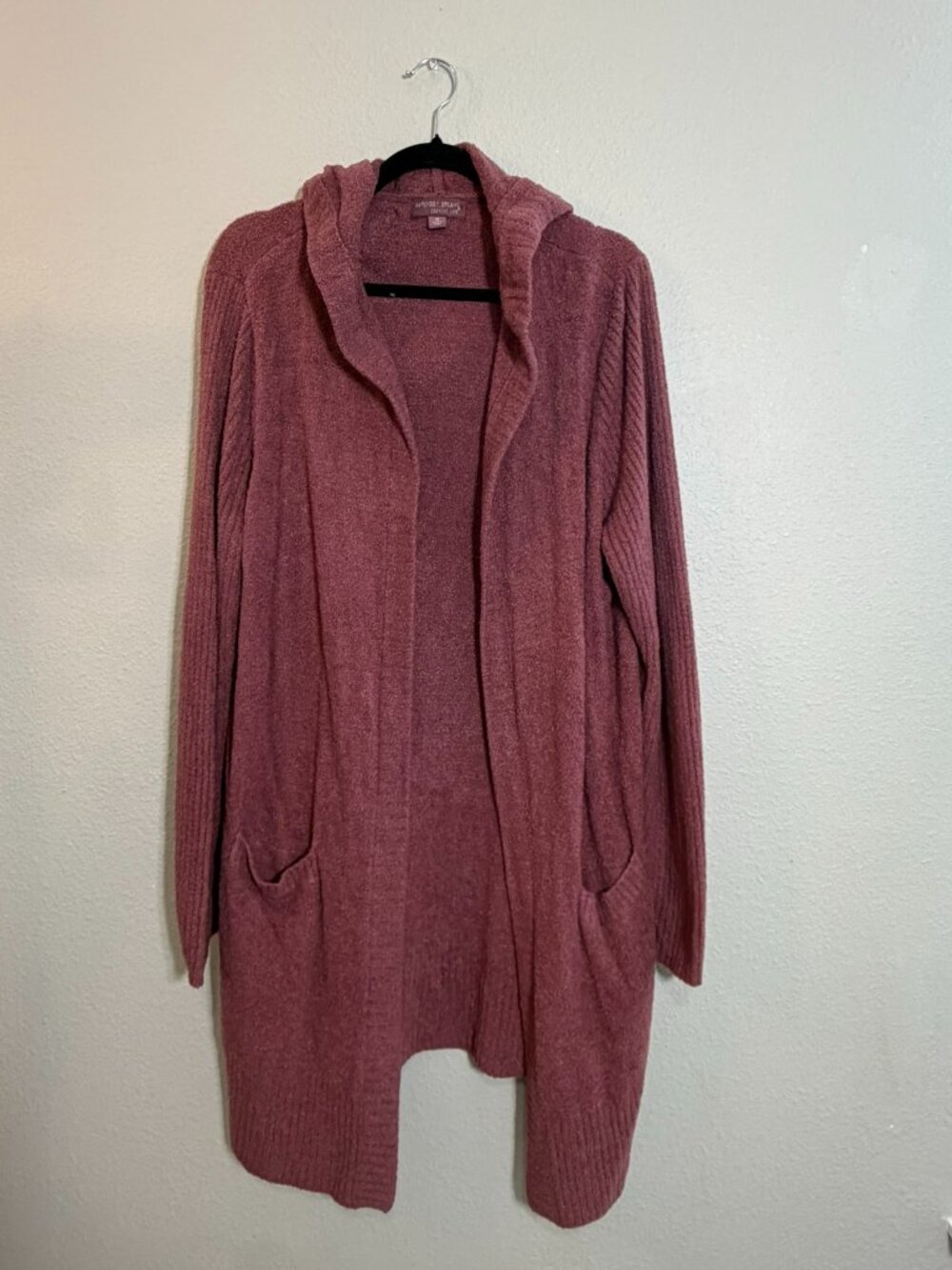 Barefoot Dreams CozyChic Lite Hooded Cardigan Dusty Rose Plum Pink 1X
